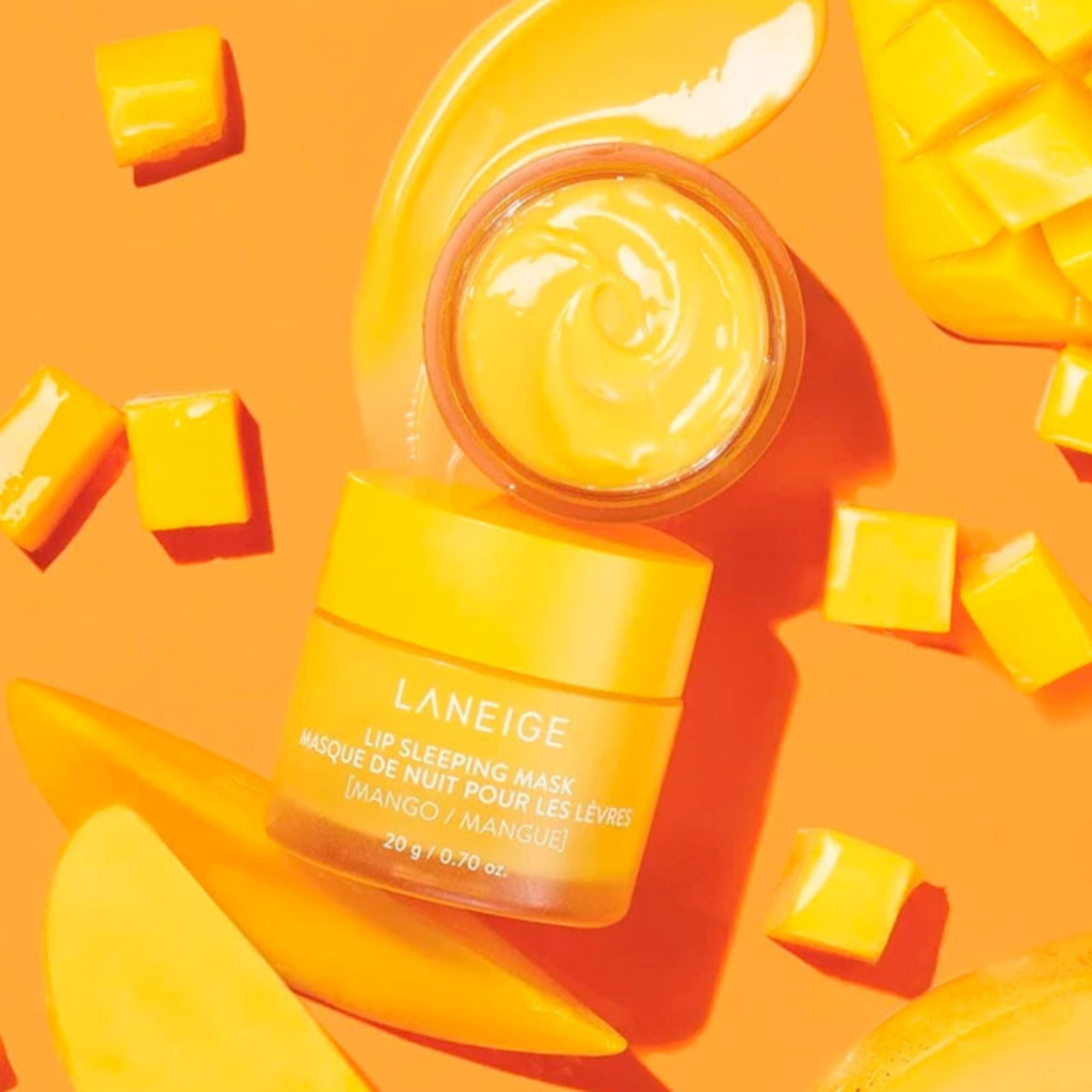 Resultado de labios suaves, nutridos y revitalizados usando LANEIGE Lip Sleeping Mask Mango