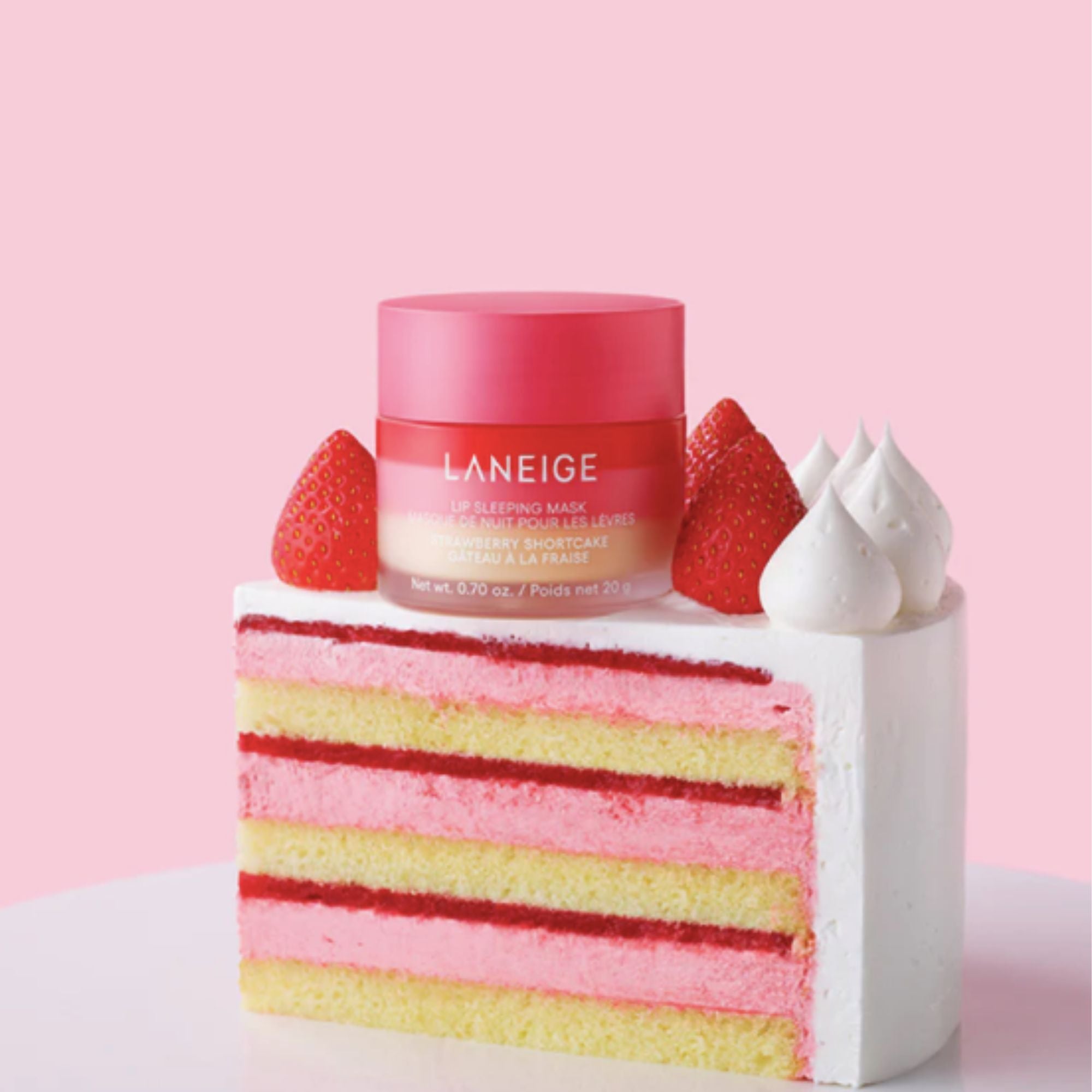 Resultado de labios suaves, nutridos y revitalizados usando LANEIGE Lip Sleeping Mask Strawberry Shortcake